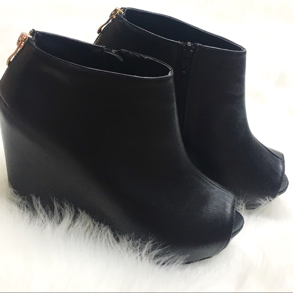 Torrid Black Peep-Toe Wedge Booties - Picture 2 of 8